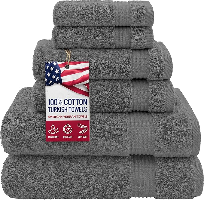 Hotel & Spa Quality Super Absorbent & Soft, 6 Piece Turkish Towel Set