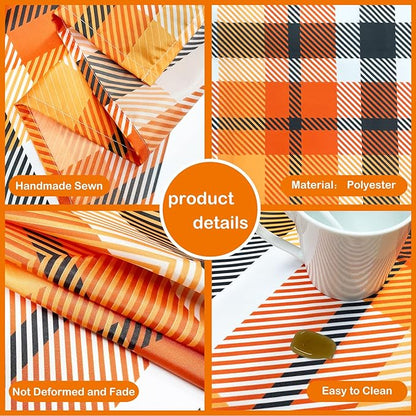 Fall Tablecloth 54"x108" Rectangle Orange Black Buffalo Plaid Fabric Tablecloth Dining Table Cover for Fall Autumn Thanksgiving Harvest Kitchen Farmhouse Outdoor Picnic Camping Party Decor Supplies