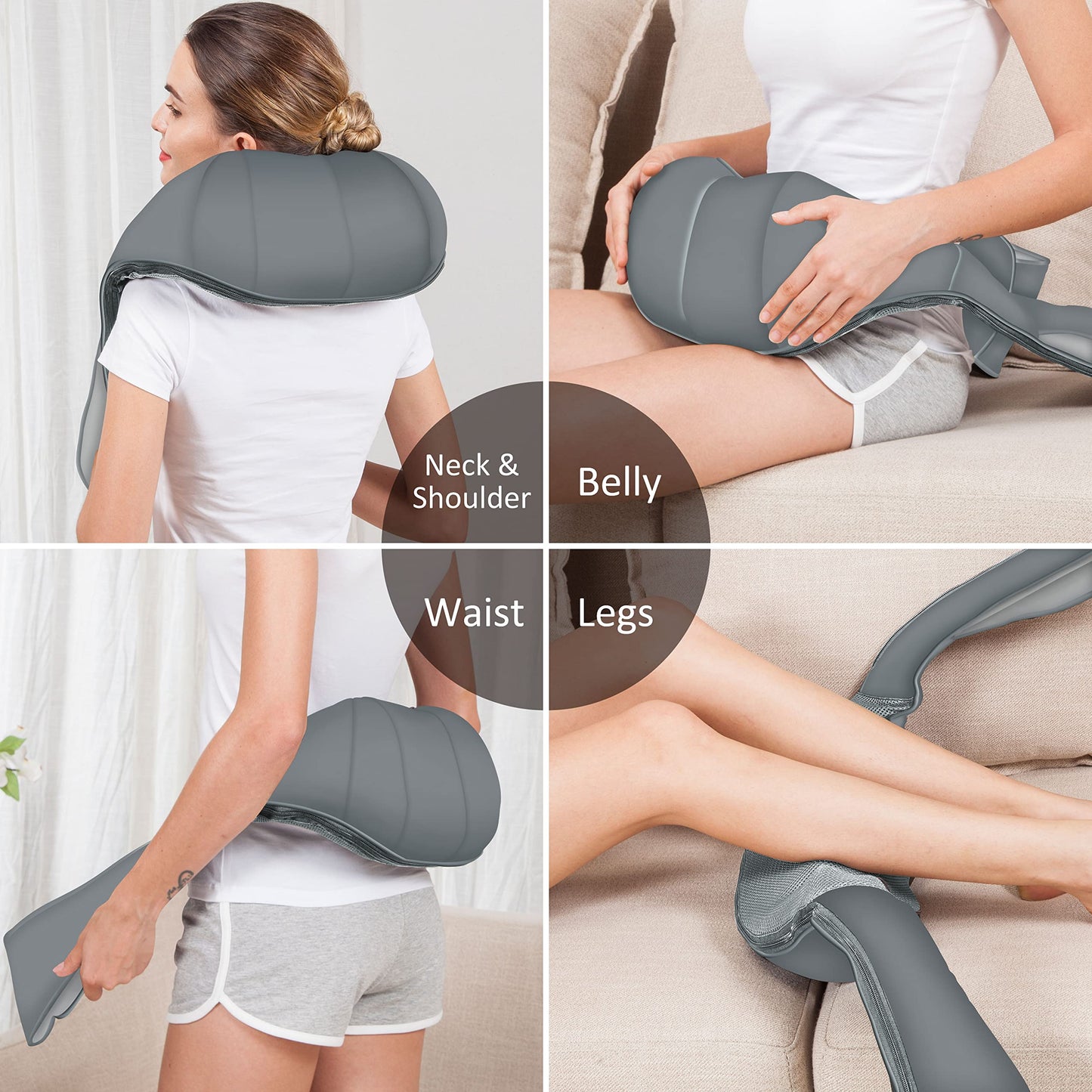 Snailax Cordless Massager - Shiatsu Neck and Shoulder Massager with Heat, Portable, Lumbar, Back Electric Massage Pillow, Christmas Gift