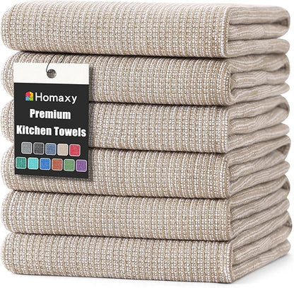 Homaxy Premium Kitchen Towels, Large Cotton Kitchen Hand Towels, Flat and Terry