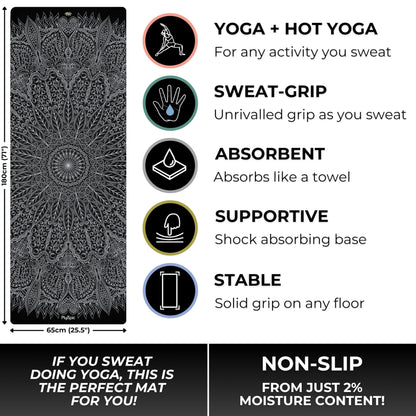 Plyopic. All In One Yoga Mat | Luxury Sweat-Grip Mat/Towel Combo | Ideal for Yoga, Hot Yoga, Bikram, Pilates, Workout & Exercise | Eco-Friendly Natural Rubber
