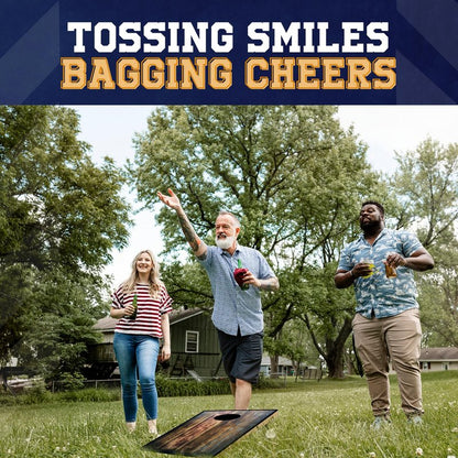 Cornhole365 Stick & Slide - Professional Cornhole Bags - Heavy-Duty Double-Stitched Polyester Fabric & Resin Filling for All-Weather - Regulation Corn Hole Bean Bags - Beer Themed - Set of 8