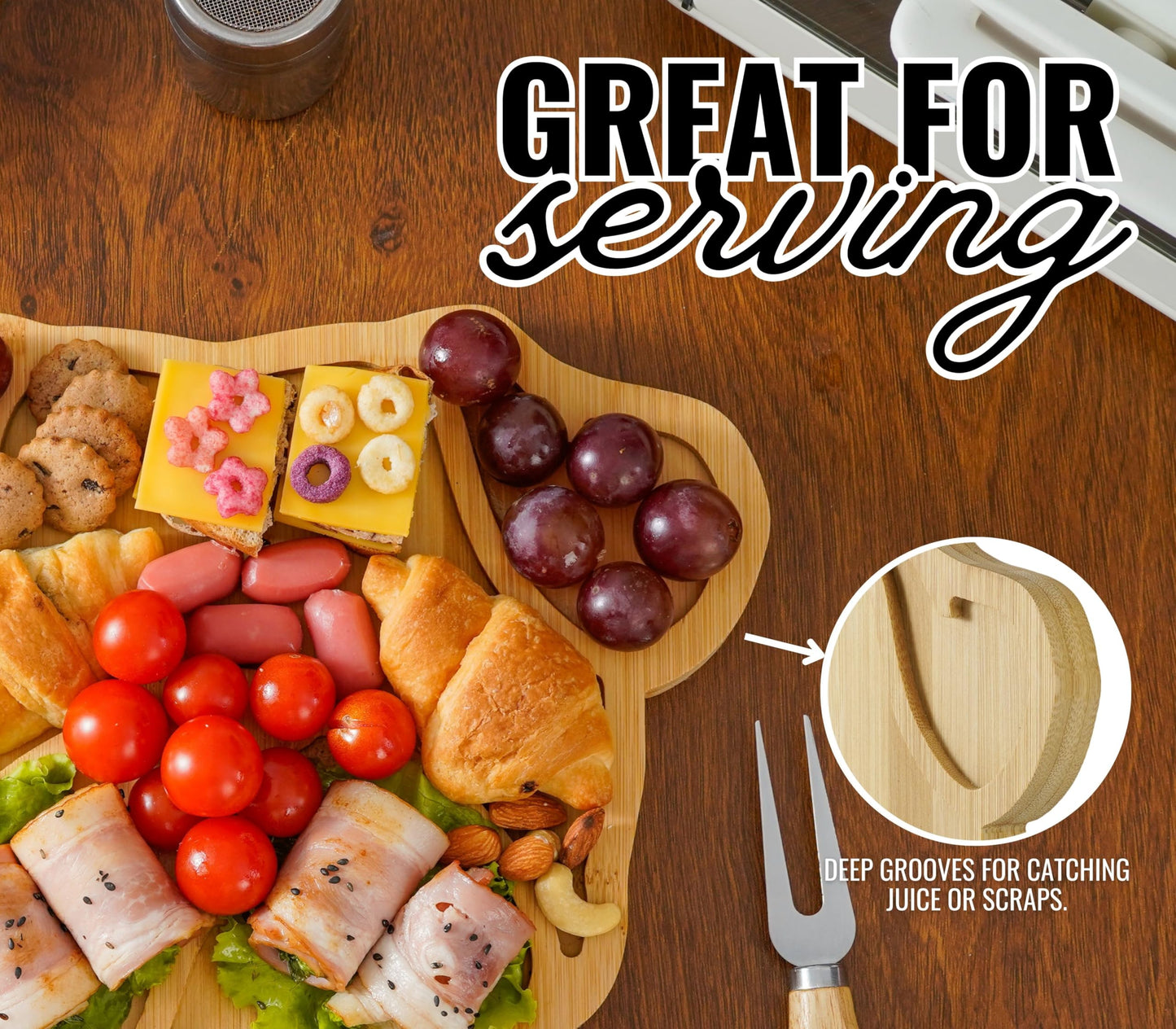 Pug Gifts for Women/Men Charcuterie Board, 11.81 * 8.66 * 0.79 inches Cheeses Charcuterie Wood Cutting/Serving Board Set with 4 Matching Spreaders for Housewarming Thanksgiving Christmas