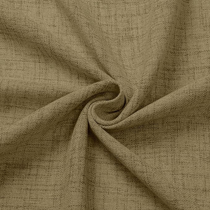 Tollpiz Short Linen Tier Curtains Rod Pocket Semi Sheer Half Kitchen Curtain Burlap Light Filtering Thick Linen Drapes for Bathroom, 30 x 24 inches Long, Taupe, Set of 2 Panels