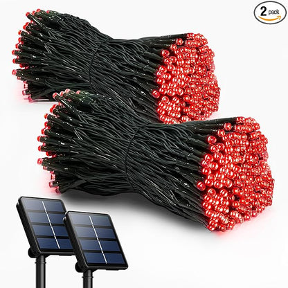 2 Pack Solar String Lights Outdoor, 200 LED Extra-Long 72FT Solar Powered Lights with 8 Lighting Modes, Waterproof Outdoor Lighting Decoration for Garden, Patio, Balcony, Xmas, Wedding, Party