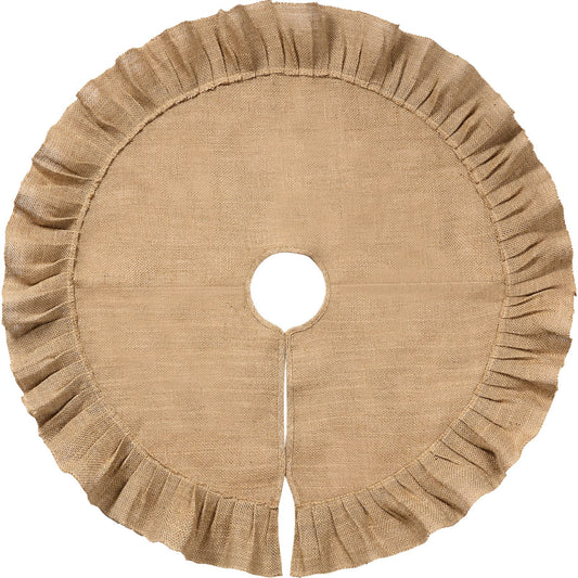 Tatuo 31 Inch Large Christmas Tree Skirt Decorations Fit 3.3~5 ft Xmas Tree Linen Burlap Trees Skirt for Christmas Xmas New Year Party Holiday Family Winter Home Indoor Outdoor Decor (Linen Color)