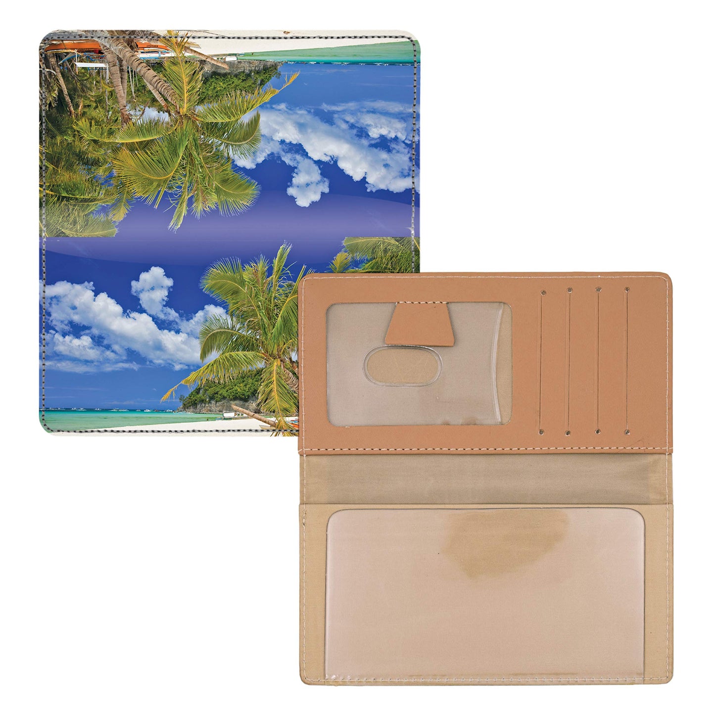 CAROUSELCHECKS Beachfront Views Personal Leather Checkbook Cover for Top Tear Personal Checks