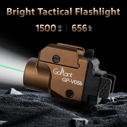 1500 Lumens Aircraft-Grade Aluminum Compact Pistol Flashlight, Picatinny Flashlights Laser Weapon Light, Subcompact Tactical Pistol Lights,Green Laser Light Combo For Handgun, Rechargeable Gun Laser