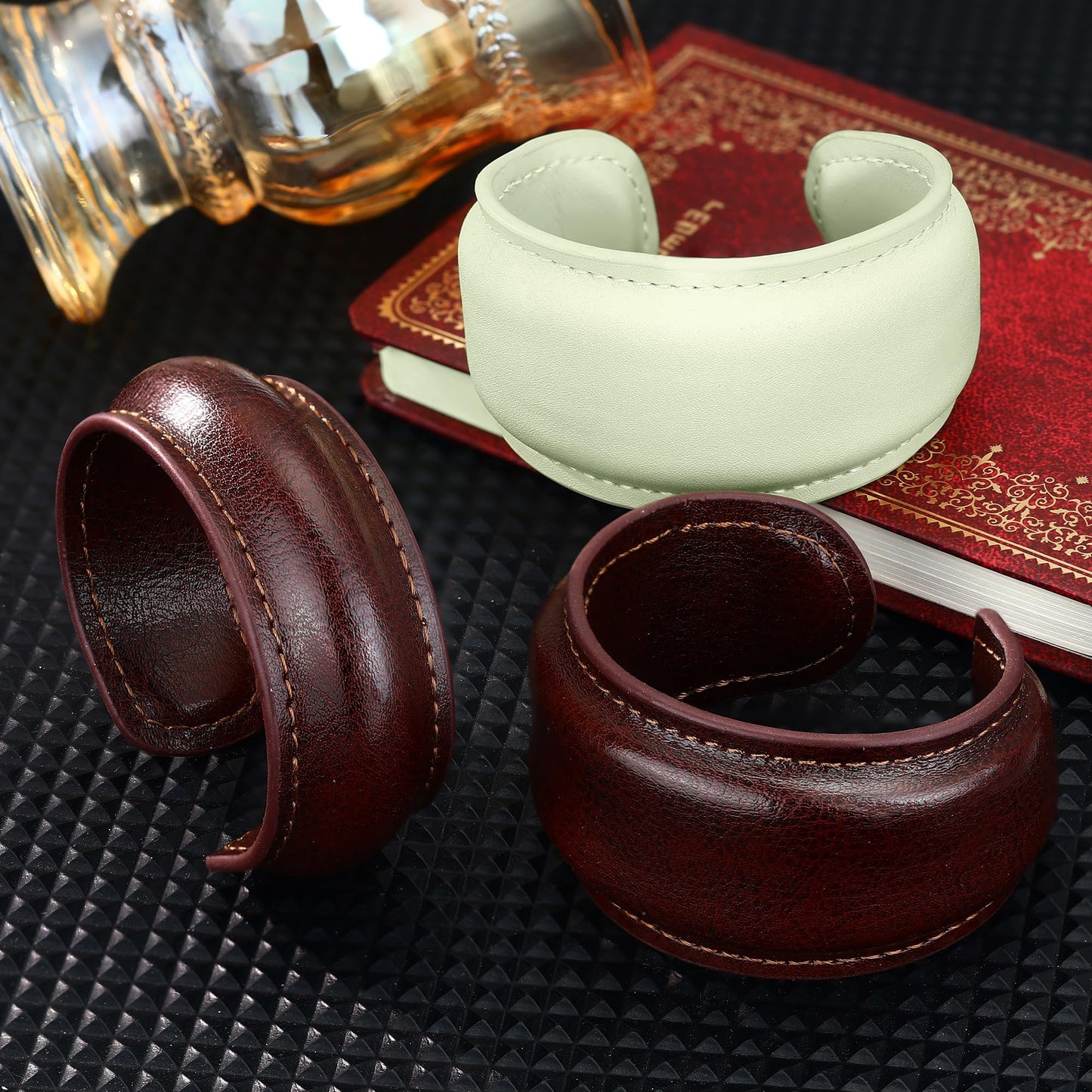 EVEYE 2026 Vintage Brown Leather Cuff Bracelet, Wide Leather Open Bangle, Retro Wristband Jewelry for Men Women