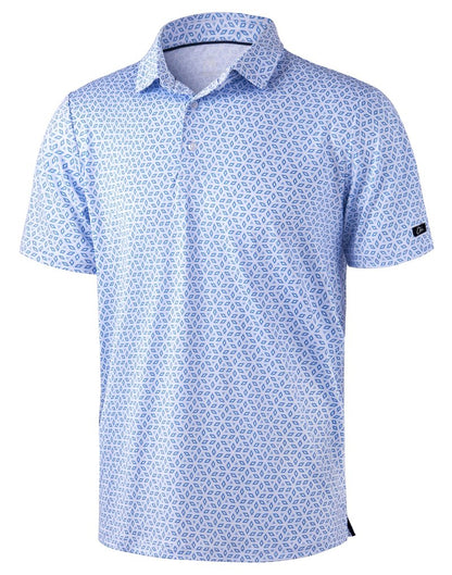 Obla Mens Golf Polo Shirts Short Sleeve Dry Fit Performance Moisture Wicking Casual Print Collared Golf Shirts for Men (Light Blue Diamond_M)
