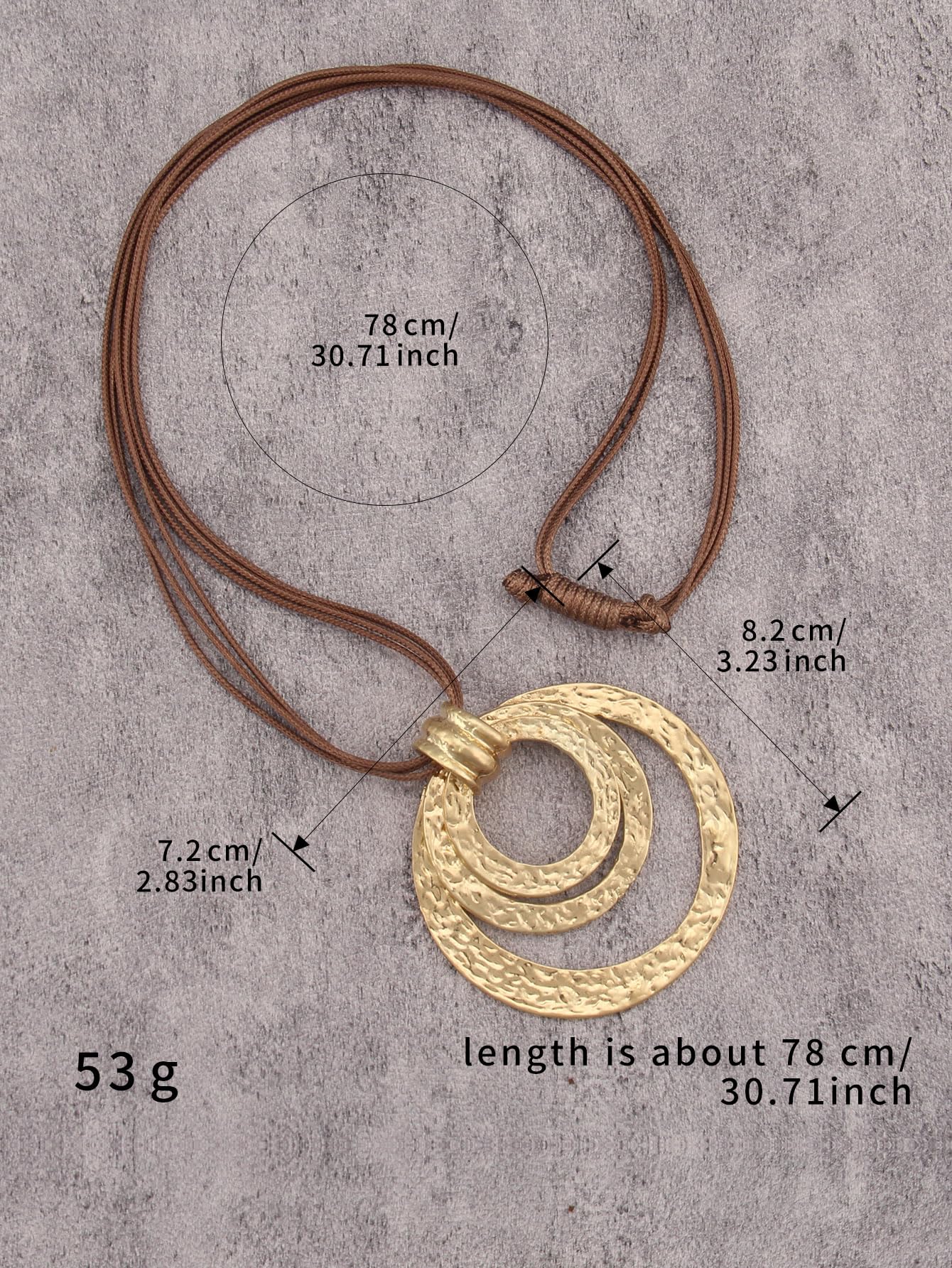 Bjesinmo Vintage Necklace for Women Long Leather Chain Necklace with Large Round Ring Statement Necklaces Hippie Jewelry