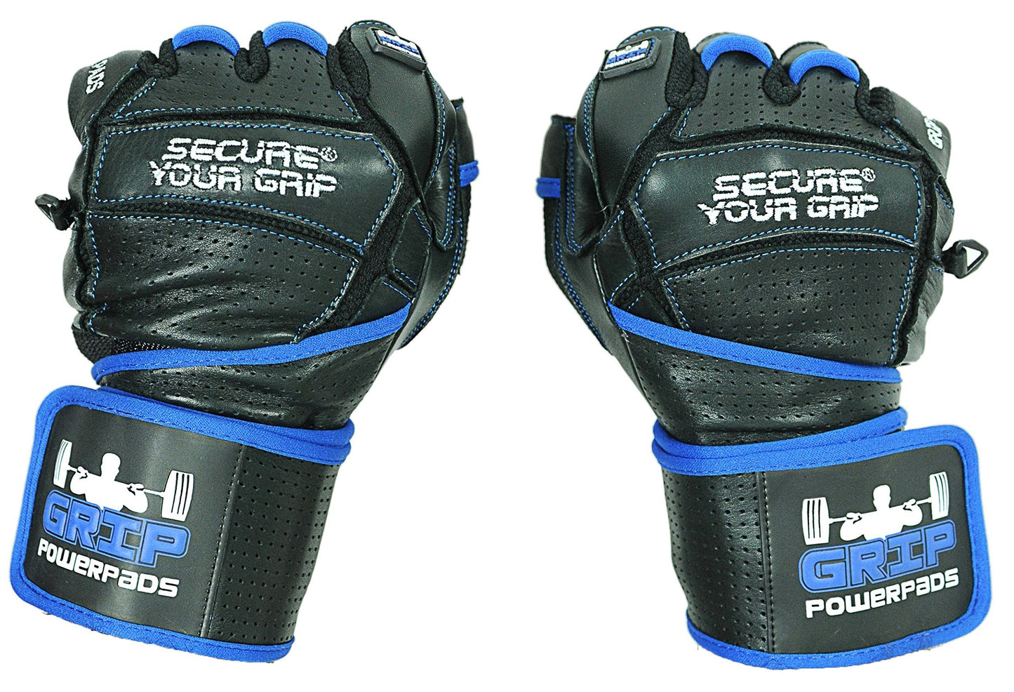 Elite Leather Gym Gloves with Built in 2" Wide Wrist Wraps Grip & Design for Weightlifting Power Lifting Bodybuilding & Strength Training Workout Exercises