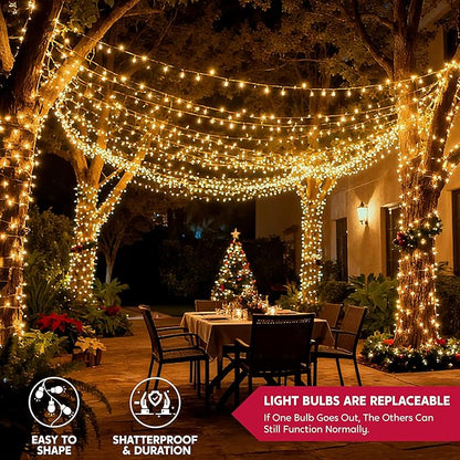 JOYIN 66FT Connectable Christmas String Lights Clear Wire, 8 Modes 200 LED Twinkle Fairy Lights for Indoor Outdoor, Christmas Tree, Classroom, Bedroom, Yard, Patio, Party Decor (Warm White)