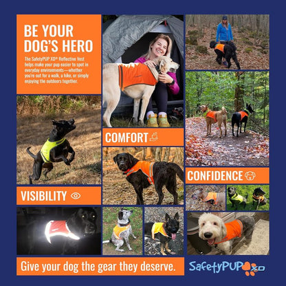 SafetyPUP Dog Vest - Reflective Hi-Visibility Fluorescent Yellow for Safety | Mid Back Coverage
