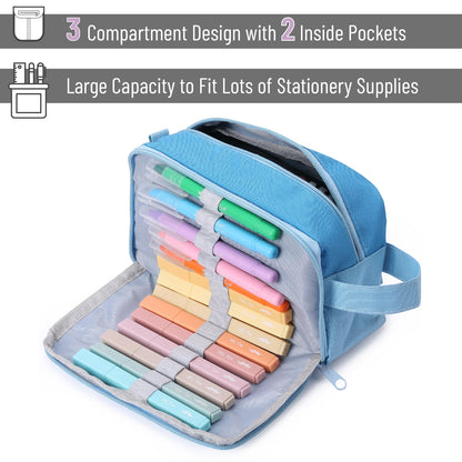 Mr. Pen Large Capacity Pencil Bag, Blue Pencil Pouch, School & College Pencil Case