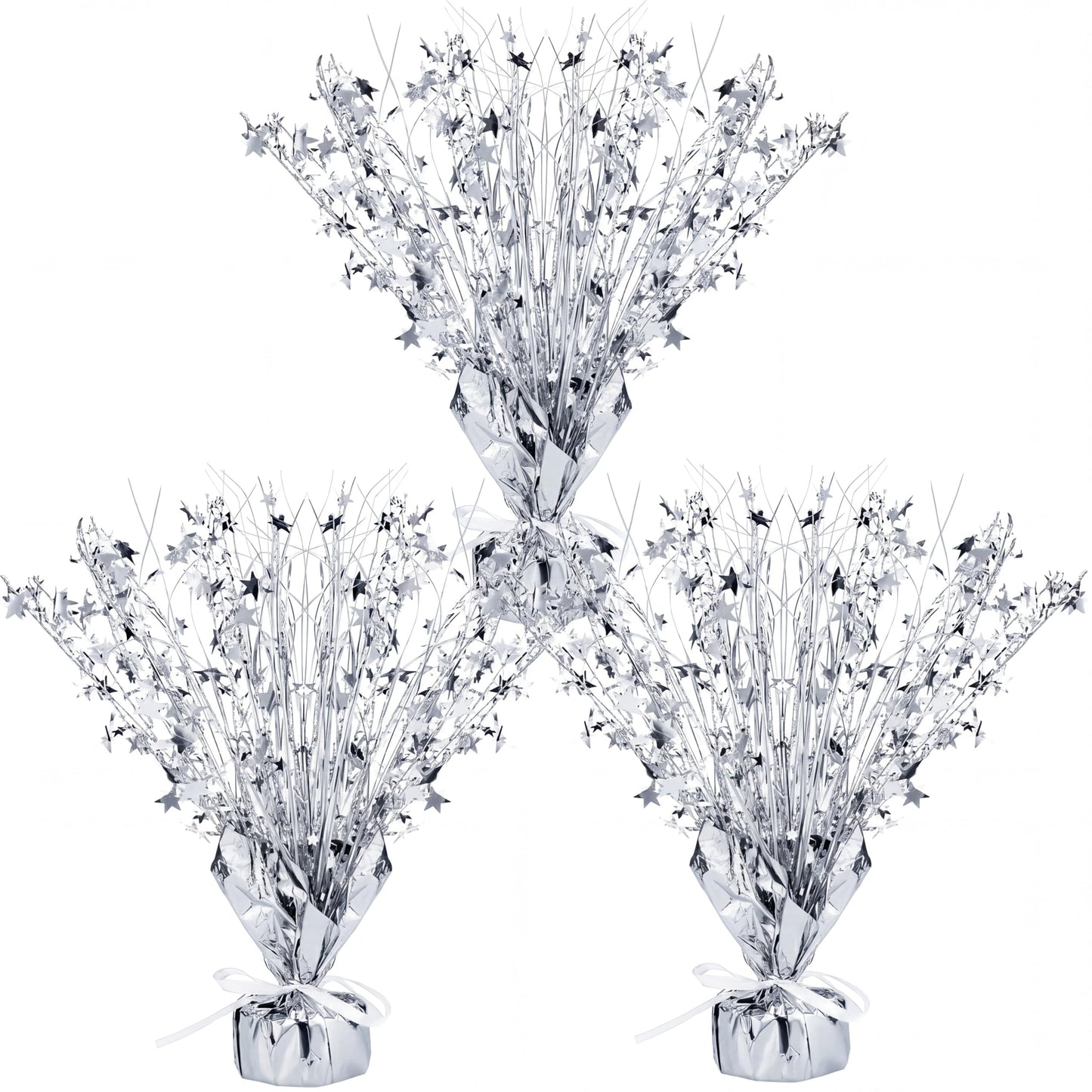 Crowye 3 Pieces Metallic Foil Spray Centerpiece Birthday Table Decoration Star Burst Centerpieces Graduation Table Decor for Birthday 2026 Party Holiday(Silver)