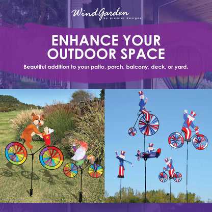 Bike Spinner Witch 20" – Spooky Halloween Design, Weather-Resistant Outdoor Decor, Durable & Lightweight for Patios, Yards, and Gardens - Eye-Catching Wind Spinner with Rotating Wheels
