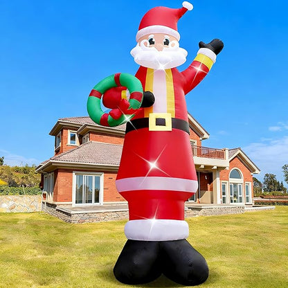 20FT Christmas Giant Inflatable Outdoor Decorations, Blow Up Santa Claus Yard Decoration, Xmas Decor Build-in LED Lights for Garden Lawn Yard Porch Holiday Party