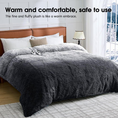 Heated Electric Blanket Throw,Warm Winter Birthday Gifts for Women Her Grandma-Faux Fur with Soft Sherpa,10 Heat Settings,5 Time Settings with Fast Heating, 50x60, Rainbow
