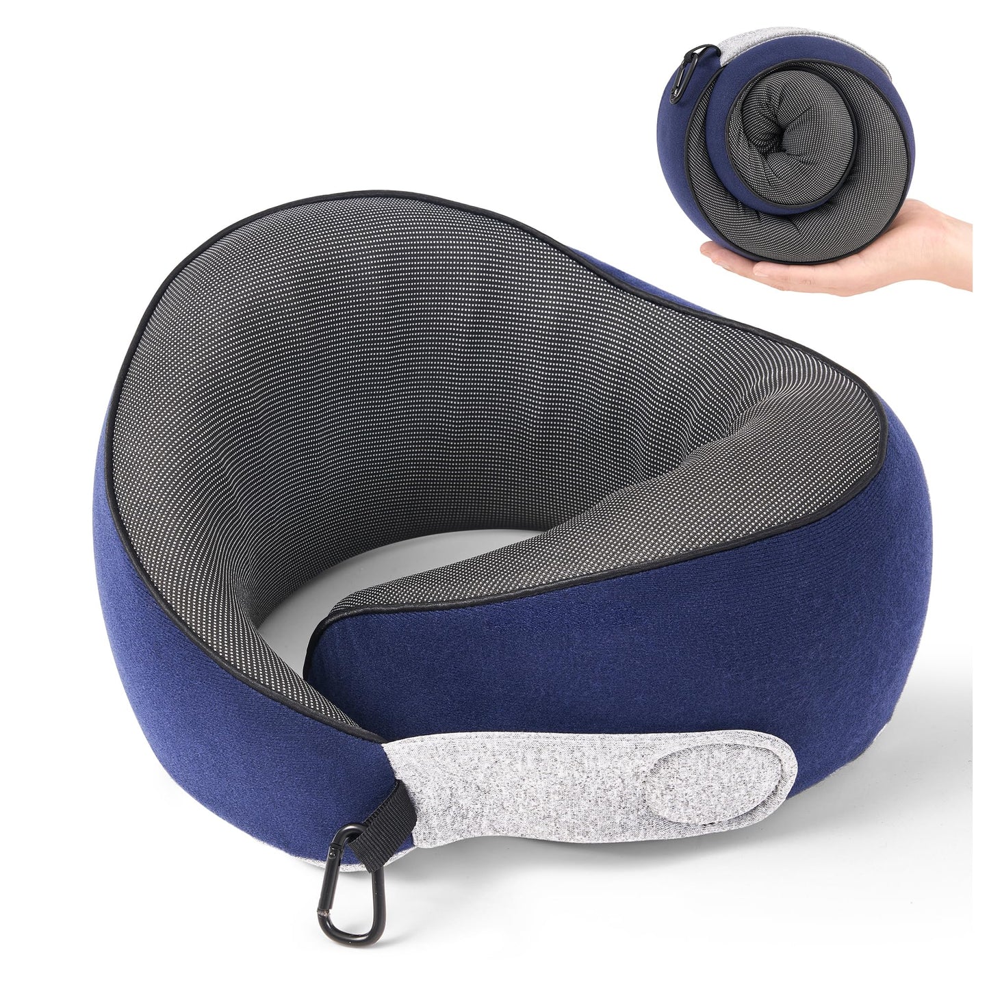 Travel Pillow, 100% Pure Memory Foam Travel Neck Pillow Airplane Neck Support Ergonomic Design for Traveling Suitable for Airplanes,Offices and Cars-Grey
