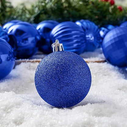 JOIEDOMI 24 Pcs Blue Christmas Balls Ornaments Set, 2.36" Shatterproof Xmas Tree Ornaments, Christmas Hanging Ornaments Decorations for Tree Wreath Garland Holiday Wedding Indoor Party Decor