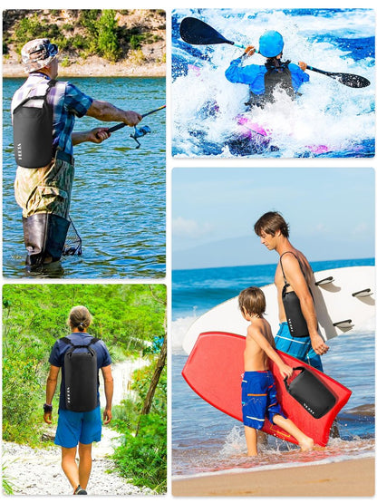 HEETA Waterproof Dry Bag for Women Men, Roll Top Lightweight Dry Storage Bag Backpack with Emergency Whistle for Travel, Kayaking, Boating, Camping, Beach, Cruise Ship Essentials (Black, 30L)