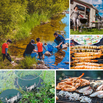 BasicGear Crab Trap Bait Lobster Crawfish Shrimp Portable Folded Cast Net Collapsible Fishing Traps Nets Fishing Accessories 30 * 60cm （11.8in*23.6in