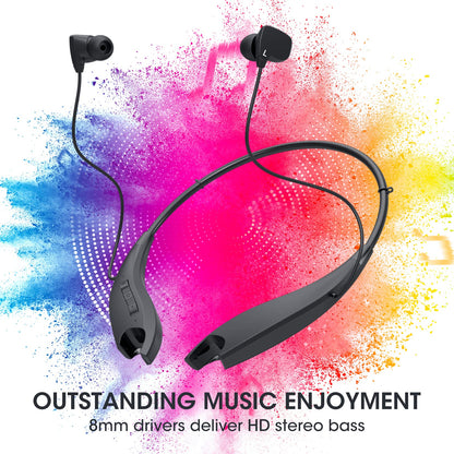 YOSDOM Neckband Bluetooth Headphones, Around The Neck Headphones 24H+ Playtime, Bluetooth Headsets with Call Vibration, Shark Jaw Design Wireless Earbuds+Noise Isolation/Built-in Mic/IPX7 Waterproof