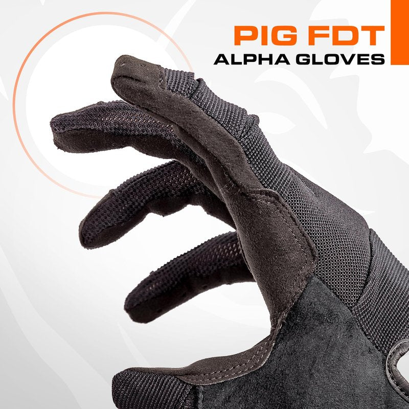 PIG FDT Alpha Full Dexterity Gloves for Shooting Sports, Touchscreen Compatible, Breathable, 1 Pair, Black, Large
