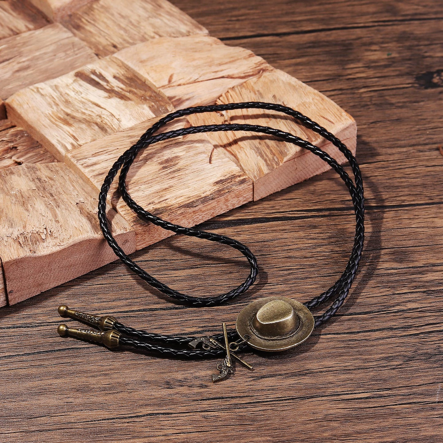 Subiceto 6Pcs Bolo Tie for Men Women Western Cowboy Natural Turquoise Tiger Eye Stone Handmade Shape Round Leather Necktie Vintage Native American Bola Tie Set Wolf