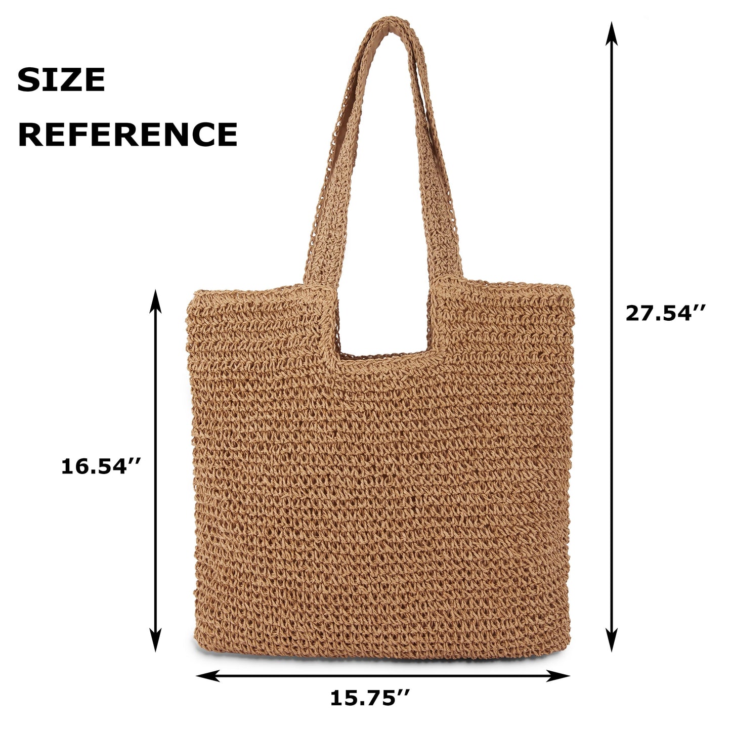 COZYOFFI Straw Beach Tote Bag: Large Summer Boho Woven Bags - Rattan Handmade Shoulder Handbags for Women(Brown)