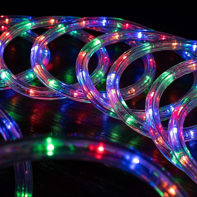 WYZworks 108LEDs 10ft LED Outside Rope Lights, Outdoor ETL Certified Waterproof Permanent 360 Degree Light Emitting, Flexible Tube, Connectable, Christmas Palm Tree Exterior Landscape, Colorful