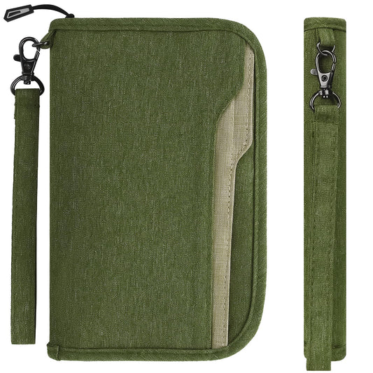 ZOPPEN Rfid Passport Holder Travel Wallet Family Documents Organizer Travel Accessories for 6 Passport, with Vaccine Card Slot Fits 4.3 X 3.5 inches Vaccine Card #06 Green