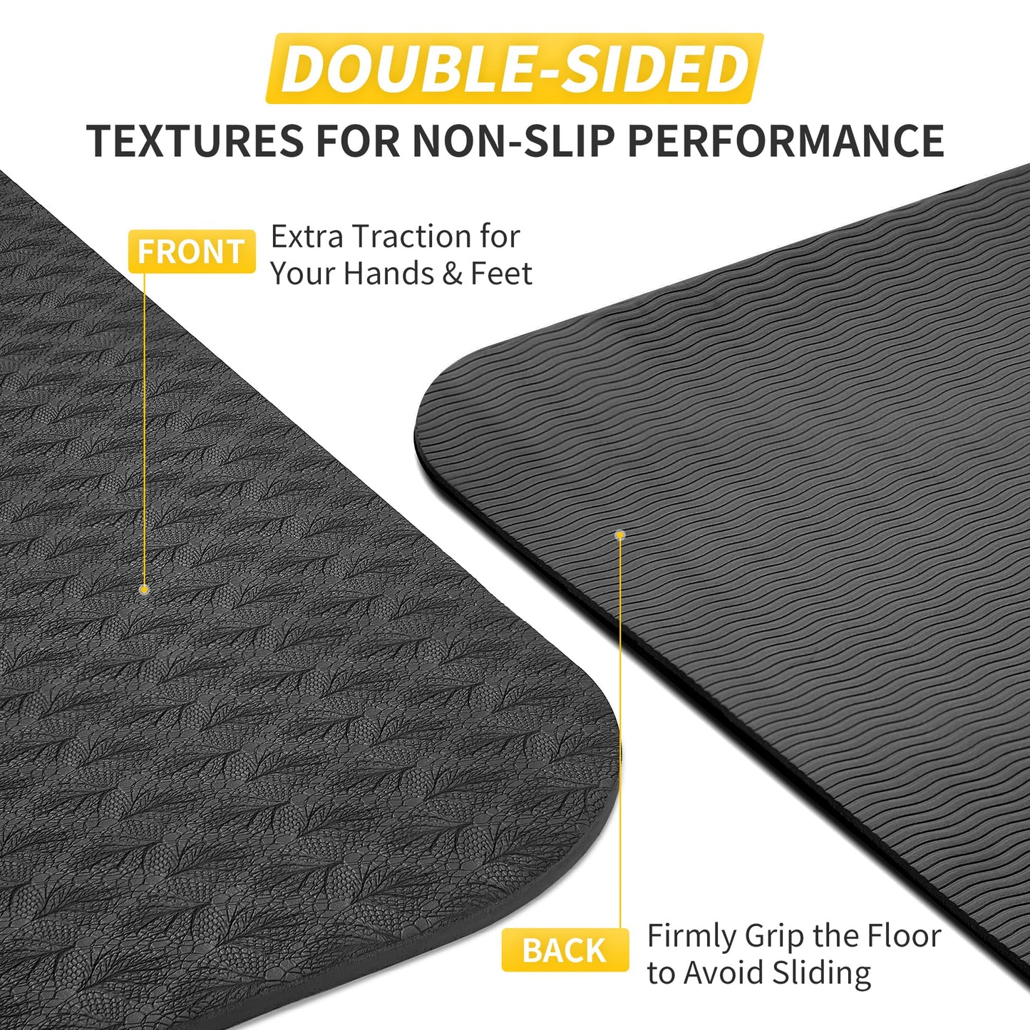 CAMBIVO Yoga Mat for Women Men Kids, 1/3 & 1/4 & 2/5 Inch Extra Thick Yoga Mat Non Slip, 72" x 24" TPE Yoga Mats, Workout Mat with Carrying Strap for Yoga, Pilates and Floor Exercises