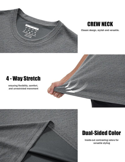 MAGCOMSEN Men's Short Sleeve Dry Fit Tshirts Moisture Wicking Athletic Shirts Sun Protection Workout Shirts Hiking Dark Grey 2XL