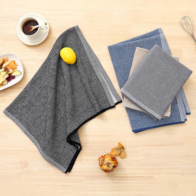 Homaxy Premium Kitchen Towels, Large Cotton Kitchen Hand Towels, Flat and Terry