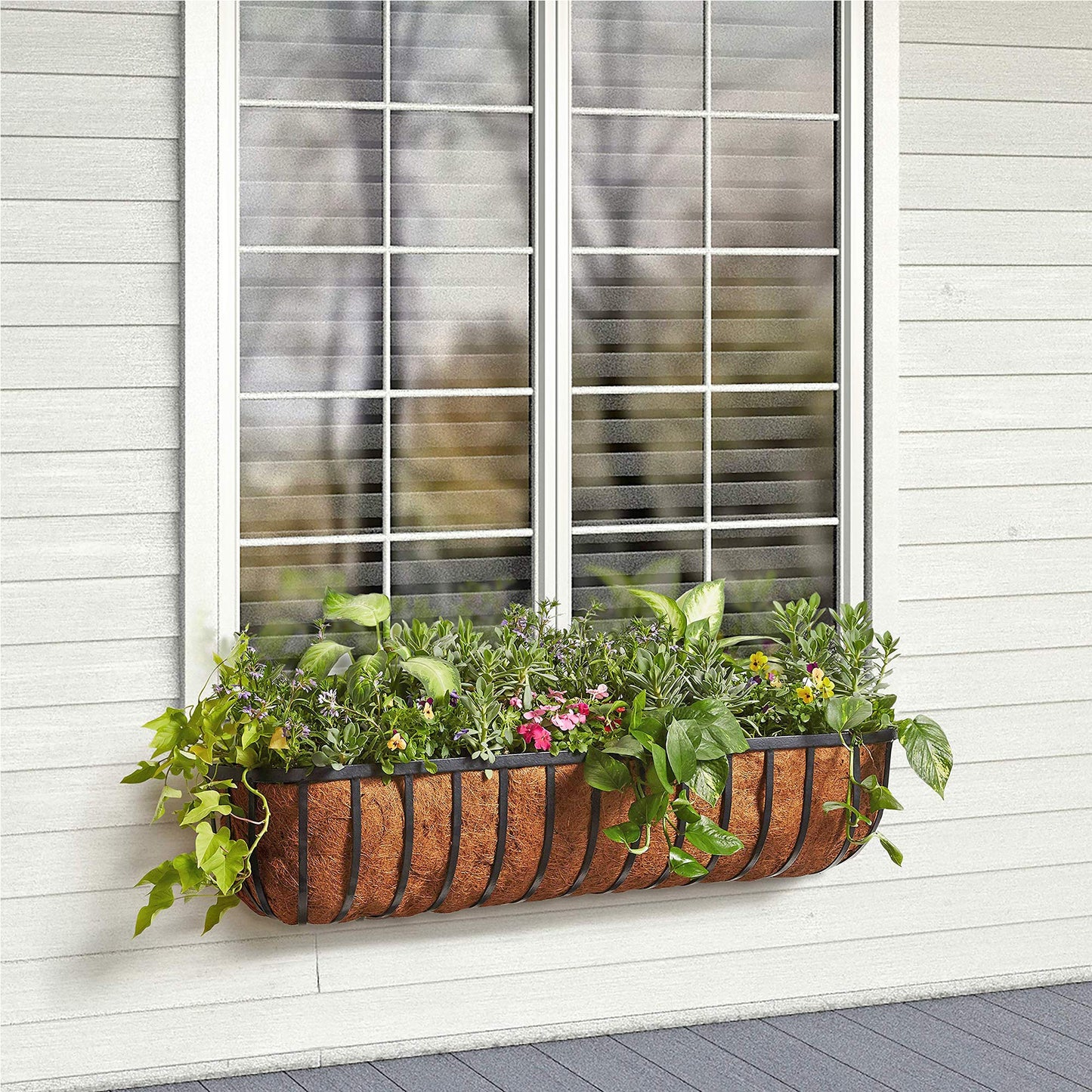 Arcadia Garden Products 1530 Solstice Series Wall Trough Planter, 36 inch, 36", Black