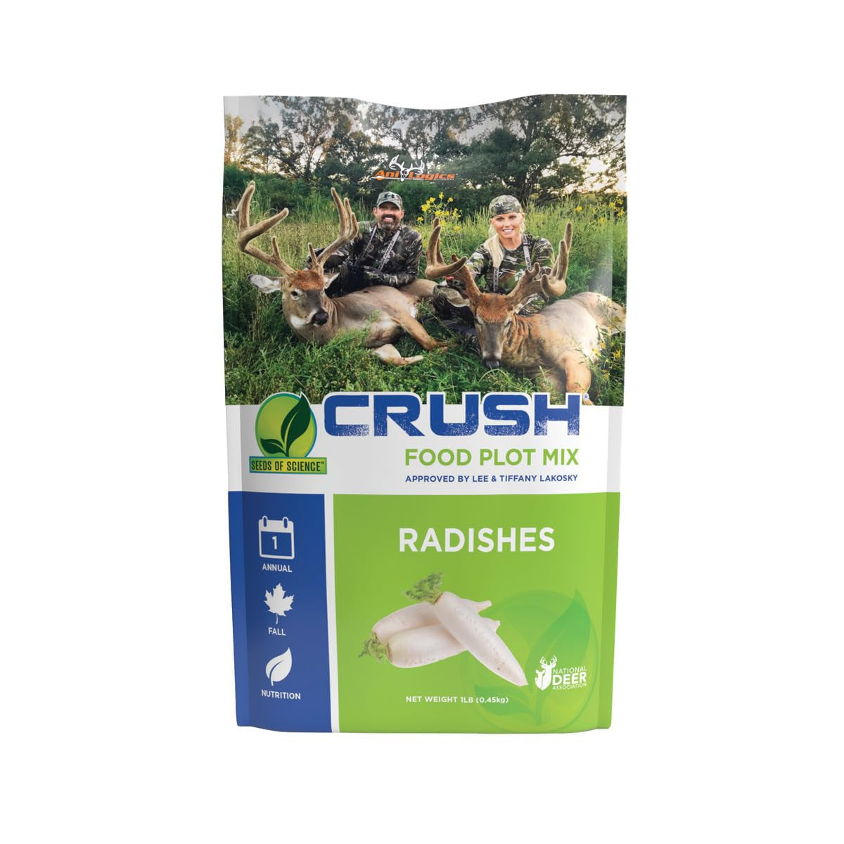 Ani-Logics Outdoors Crush Radishes Deer Food Plot Seed - Fast Germination, Deep Taproots Break Soil Compaction, Frost-Sweetened Draw for Late-Season Hunts - 1 lb