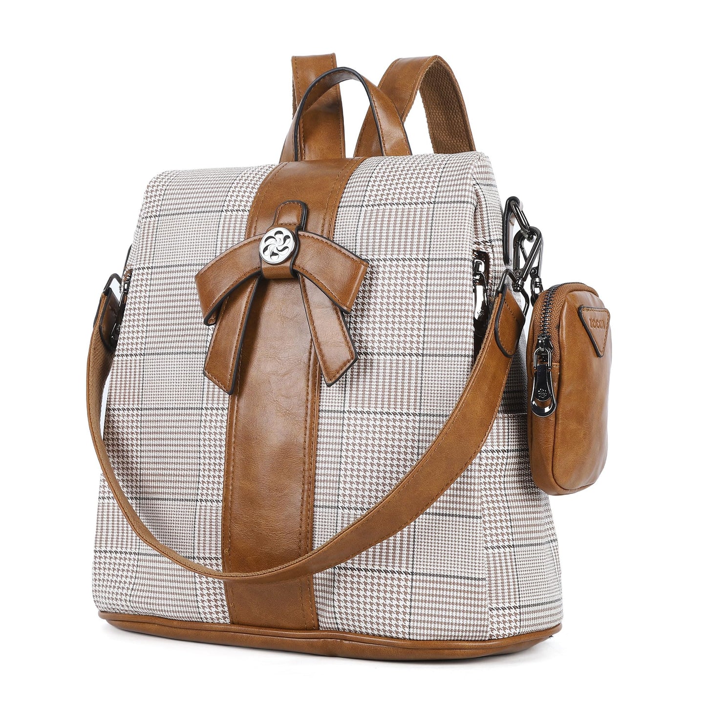 ZOCAI Backpack Purse for Women Fashion Backpack Purses PU Leather Daypacks Anti-Theft Shoulder Bag Satchel Purse(Brown)
