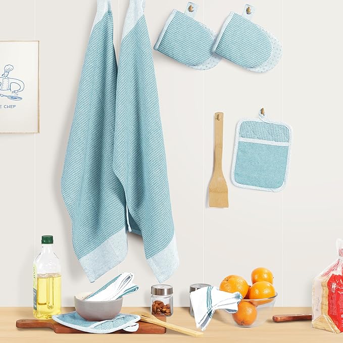 Casa Platino Oven Mitts and Pot Holders Sets, 8-Piece – 500°F Heat Resistant