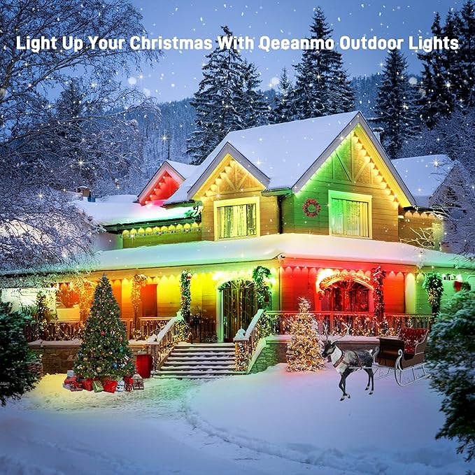 Smart RGB&IC Permanent Outdoor Lights, 50ft with 30 LED Eaves Light, Daily and Accent Lighting, 212 Scene Modes, Alexa & Google Assistant Compatible, Daily Party Halloween Christmas House Decor