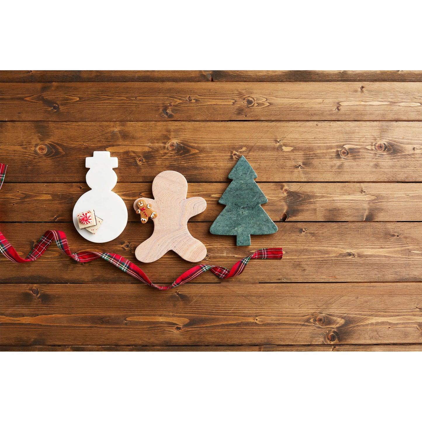 Mud Pie Sman Xmas Mini Marble Serving Boards, Approx 8" x 5", White