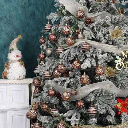 100Pcs Christmas Balls Ornaments Set, Shatterproof Christmas Decorations with Hand-held Gift Package for Xmas Tree/Holiday/Wedding/Holiday/Party Decor (Brown&Gold)