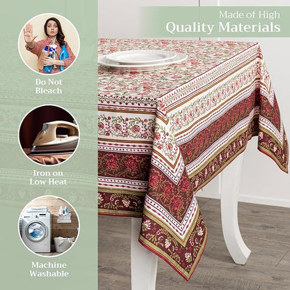 Maison d' Hermine Table Cloth Rectangle Table 100% Cotton 70 x 140 Inches Fall Tablecloth Reusable Everyday Use for Thanksgiving Christmas Decorations Dining Farmhouse Party (Reveillon Au Jardin)
