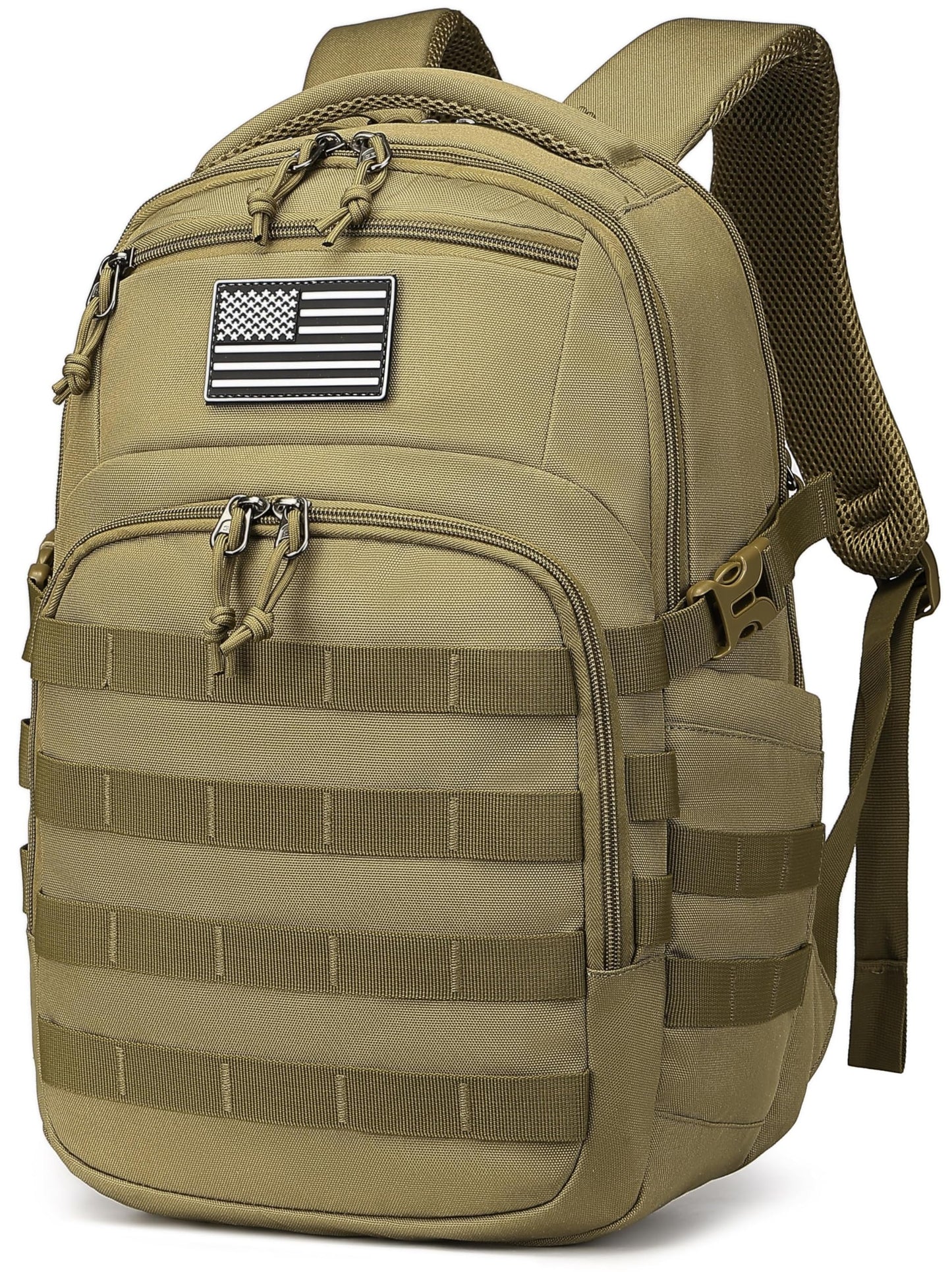 Wotony Military tactical backpack, nylon military MOLLE backpack, 3-day assault bag, used for outdoor hiking, camping and hunting (Khaki)