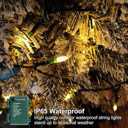 Battery Operated Christmas Lights, 28Ft 80 LED String Lights 8 Modes with Timer Mini Lights for Indoor Outdoor Wreath Wedding Party Garden Home Decor, Waterproof, Warm White