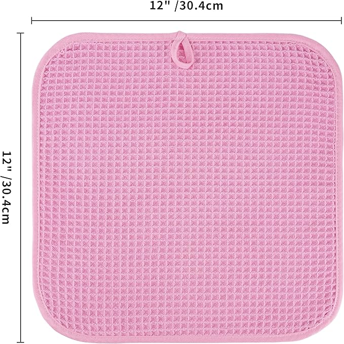 Microfiber Waffle Face Towels, 4 Pieces, Fast Drying, Lint Free 430 GSM