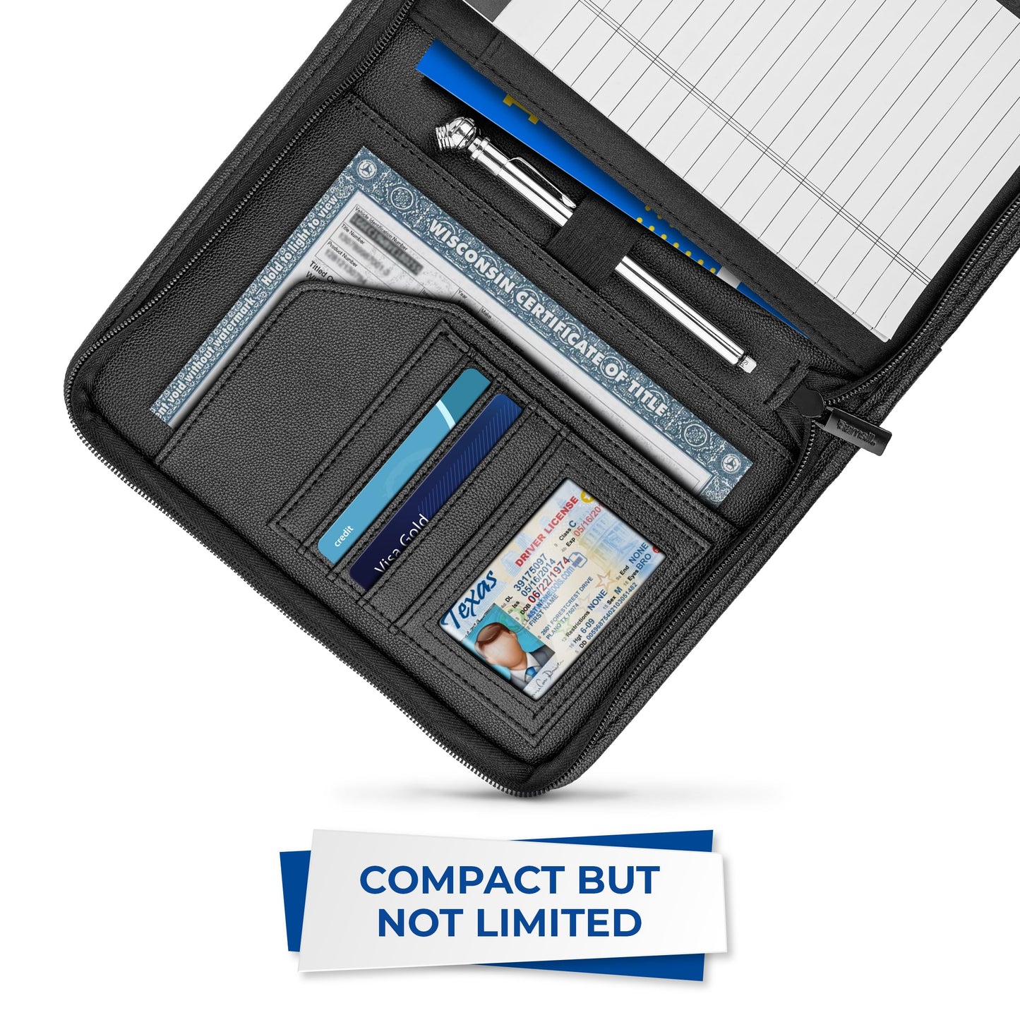 Samsill Car Registration and Insurance Holder, Owner's Manual Glove Box Organizer, 7.25 x 10 inches, Car Document Holder, Black