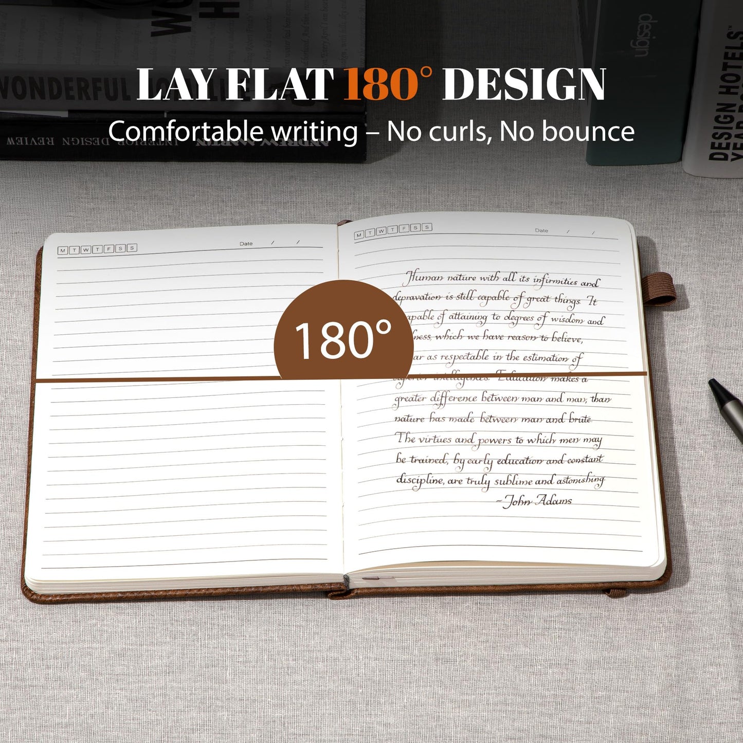 CAGIE Lined Journal for Men Women, Tree Growth Ring Leather Bound Journal Notebook, 256 Pages 100 GSM Journals for Writing, A5 Hardcover Journaling Notebooks for Work, Note Taking