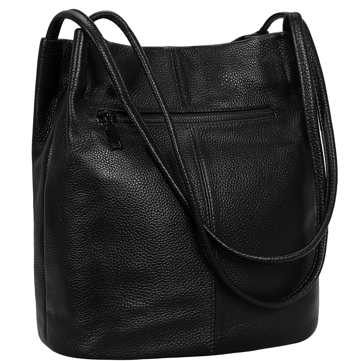 Iswee Large Tote Bag for Women Premium Leather Work Tote with Pockets Professional Designer Purse for Office Travel and Daily Use Bucket Bag (2025 Trendy Styles) (Black)